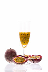 Image showing Purple Passion Fruit And Its Pulp Over White 