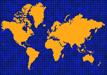 Image showing Blue global map with yellow continents