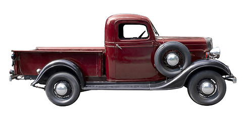 Image showing Red vintage pickup truck from 1930s