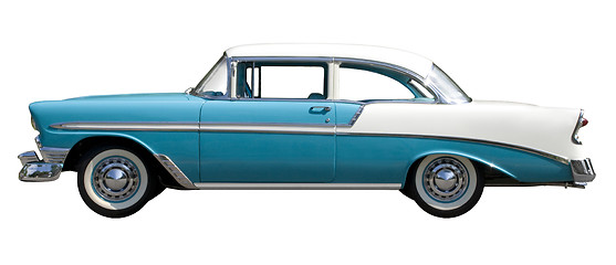 Image showing Aqua Bel-Air Vintage Automobile against White Background