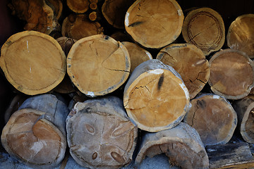 Image showing stack of firewood in rustic barn