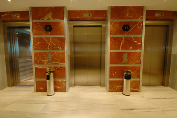 Image showing Elevator doors in modern hotel