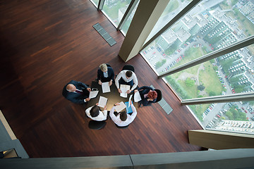 Image showing top view of business people group on meeting