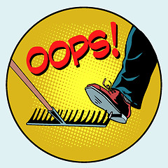 Image showing To step on a rake. Failure and problems pop art retro style