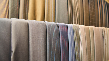 Image showing Various suit fabrics close-up