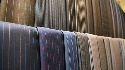 Image showing Various suit fabrics close-up