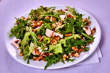 Image showing salad with pear, walnuts