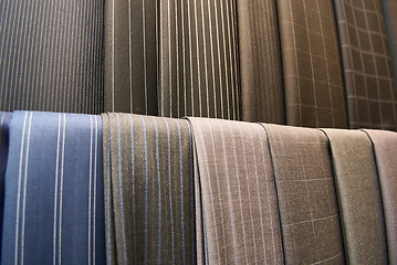 Image showing Various suit fabrics close-up