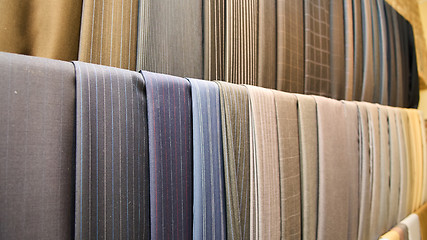 Image showing Various suit fabrics close-up