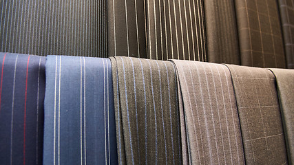 Image showing Various suit fabrics close-up