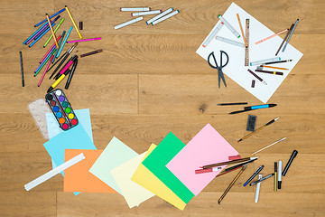 Image showing Painting Tools On Wooden Table