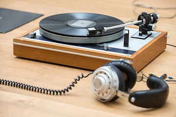 Image showing Closeup Of Turntable And Headphones