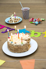 Image showing Birthday Cake On Wooden Table