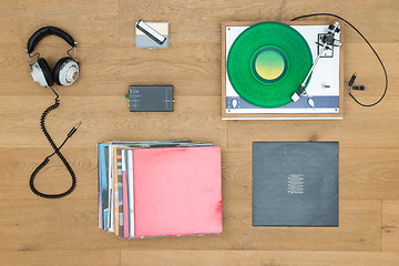 Image showing Turntable With Headphones On Table