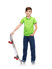 Image showing happy boy with skateboard