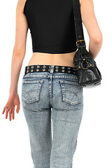 Image showing Urban woman in jeans, with handbag