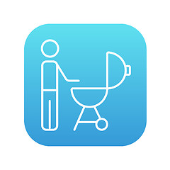 Image showing Man at barbecue grill line icon.