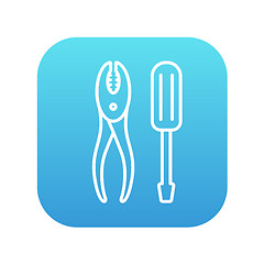 Image showing Screwdriver with pliers line icon.