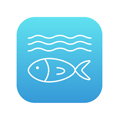 Image showing Fish under water line icon.