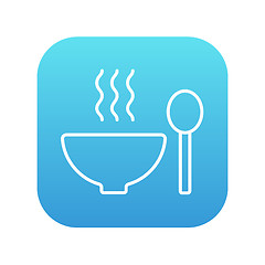 Image showing Bowl of hot soup with spoon line icon.