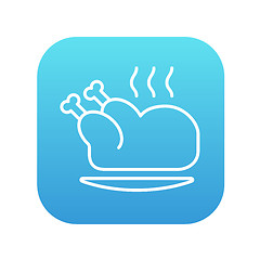 Image showing Baked whole chicken line icon.