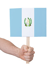 Image showing Hand holding small card - Flag of Guatemala