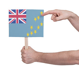 Image showing Hand holding small card - Flag of Tuvalu