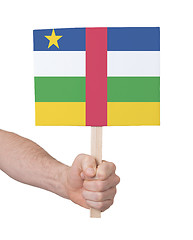 Image showing Hand holding small card - Flag of Central African Republic