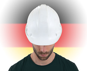 Image showing Engineer with flag on background - Germany