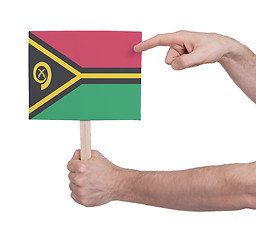 Image showing Hand holding small card - Flag of Vanuatu