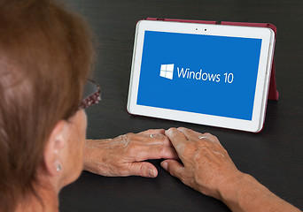 Image showing HEERENVEEN, NETHERLANDS, June 6, 2015: Tablet computer with Wind