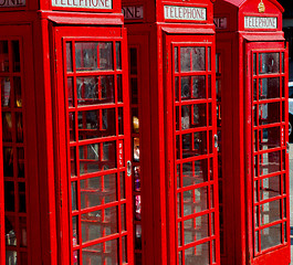 Image showing telephone in england london obsolete box classic british icon