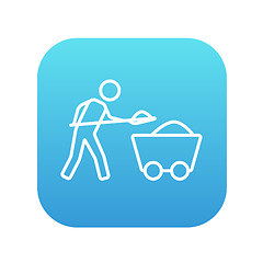 Image showing Mining worker with trolley line icon.