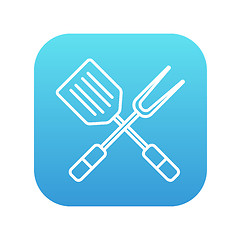 Image showing Kitchen spatula and big fork line icon.