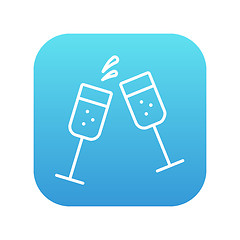 Image showing Two glasses of champaign line icon.