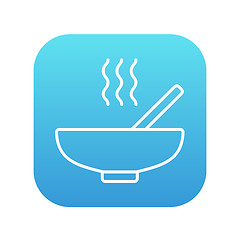 Image showing Bowl of hot soup with spoon line icon.