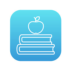 Image showing Books and apple on top line icon.