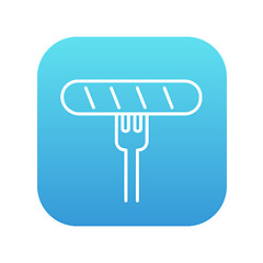 Image showing Sausage on fork line icon.