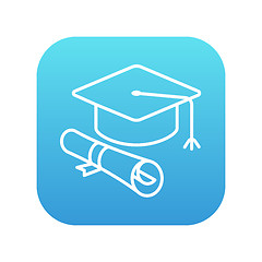 Image showing Graduation cap with paper scroll line icon.