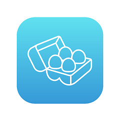 Image showing Eggs in carton package line icon.