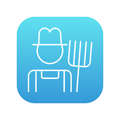 Image showing Farmer with pitchfork line icon.