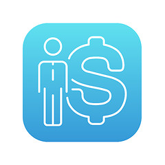 Image showing Businessman standing beside the dollar symbol line icon.