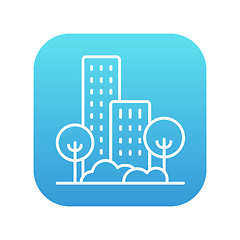 Image showing Residential building with trees line icon.