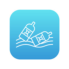 Image showing Bottles floating in water line icon.