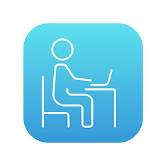 Image showing Businessman working at his laptop line icon.