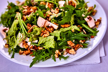 Image showing salad with pear, walnuts