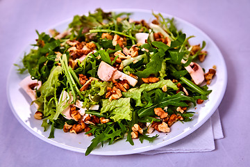 Image showing salad with pear, walnuts