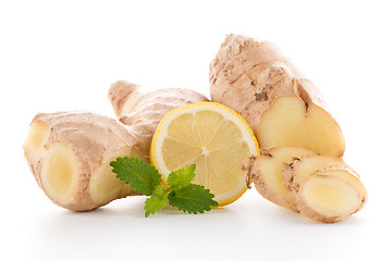 Image showing Ginger root and lemon slice