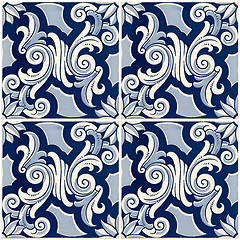 Image showing Traditional Portuguese glazed tiles