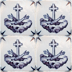 Image showing Traditional Portuguese glazed tiles